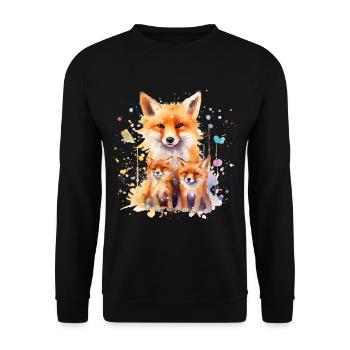 Watercolor fox, Fox, hipster, swag - Unisex Sweatshirt - black - Front - Alina (178cm) & Michal (187cm)