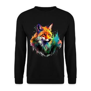 Aquarell Fuchs, Fuchs - Unisex Pullover - Schwarz - Vorne - Alina (178cm) & Michal (187cm)