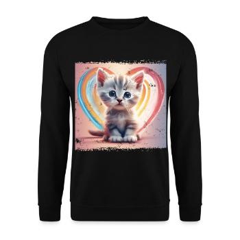 Warm cat - Unisex Sweatshirt - black - Front - Alina (178cm) & Michal (187cm)
