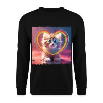 Warm cat - Unisex Sweatshirt - black - Front - Alina (178cm) & Michal (187cm)
