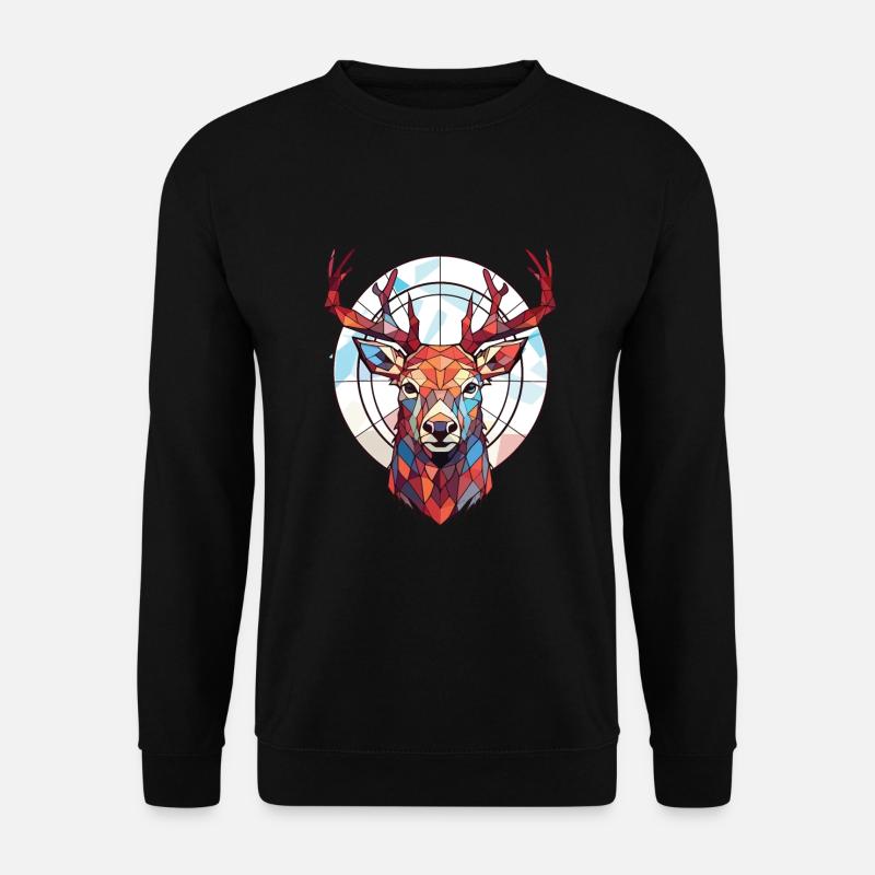 Rothirsch Bunte Aquarell-Tierillustration - Unisex Pullover - Schwarz