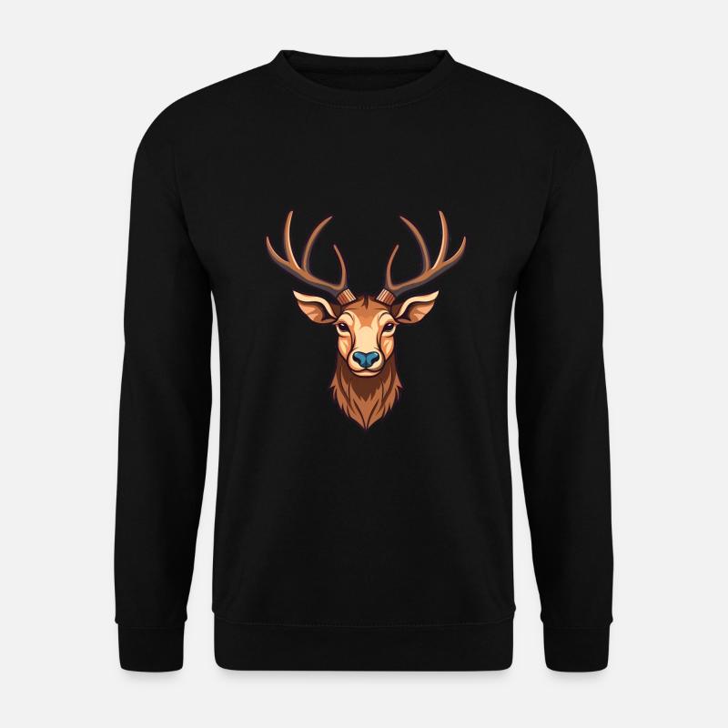 Hirsch, Hirschkopf - Unisex Pullover - Schwarz