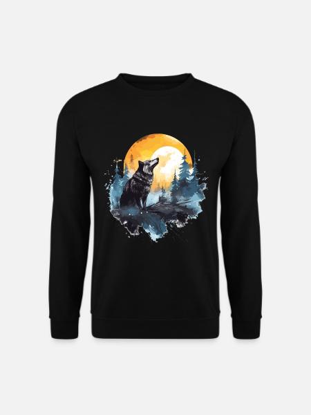Aquarell Wolf - Unisex Pullover - Schwarz