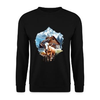 Zermatt, Matterhorn, mountain, chalet, cow - Unisex Sweatshirt - black - Front - Alina (178cm) & Michal (187cm)
