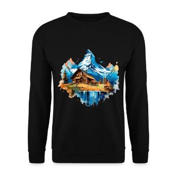 Zermatt, Matterhorn, Matterhorn mountain, chalet, lake - Unisex Sweatshirt - black - Front - Alina (178cm) & Michal (187cm)