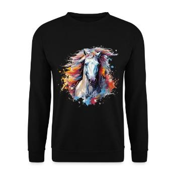 Horse - Unisex Sweatshirt - black - Front - Alina (178cm) & Michal (187cm)