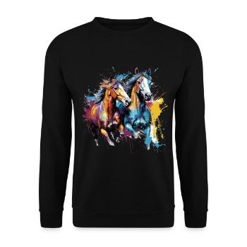 Cheval, chevaux - Sweat-shirt Unisexe - noir - Devant - Alina (178cm) & Michal (187cm)