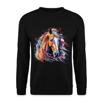 Cheval, horse - Sweat-shirt Unisexe - noir - Devant - Alina (178cm) & Michal (187cm)