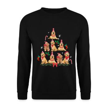 Hunde-Weihnachten. Hund Weihnachtsbaum - Unisex Pullover - Schwarz - Vorne - Alina (178cm) & Michal (187cm)