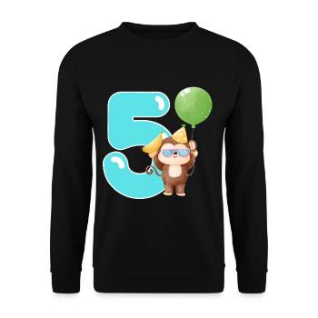 5. Geburtstag. 5 Jahre Geburtstagsgeschenk - Unisex Pullover - Schwarz - Vorne - Alina (178cm) & Michal (187cm)