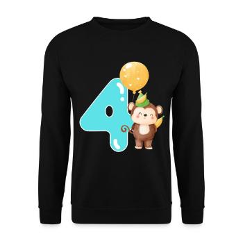 4. Geburtstag. 4 Jahre Geschenk - Unisex Pullover - Schwarz - Vorne - Alina (178cm) & Michal (187cm)
