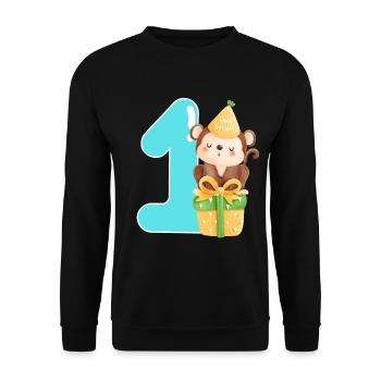 1st birthday. first birthday - Unisex Sweatshirt - black - Front - Alina (178cm) & Michal (187cm)