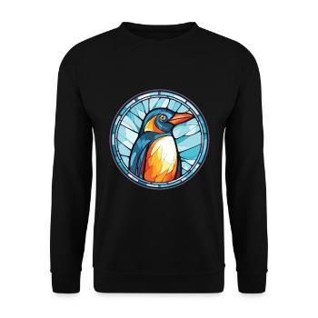 Penguin Colorful Watercolor Animal Illustration - Unisex Sweatshirt - black - Front - Alina (178cm) & Michal (187cm)