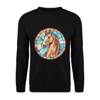 Pferd Buntes Aquarell Tier Haustier Illustration - Unisex Pullover - Schwarz - Vorne - Alina (178cm) & Michal (187cm)