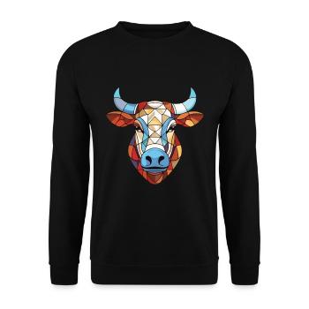 Zebu Aquarelle colorée Animal Animal Illustration - Sweat-shirt Unisexe - noir - Devant - Alina (178cm) & Michal (187cm)
