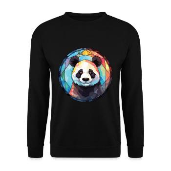 Panda Buntes Aquarell Tier Haustier Illustration - Unisex Pullover - Schwarz - Vorne - Alina (178cm) & Michal (187cm)