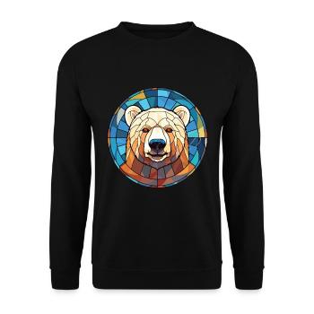 Bär Buntes Aquarell Tier Haustier Illustration - Unisex Pullover - Schwarz - Vorne - Alina (178cm) & Michal (187cm)