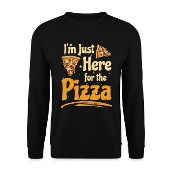 Fast Food Pizzaliebhaber Humor Pizzastück - Unisex Pullover - Schwarz - Vorne - Alina (178cm) & Michal (187cm)