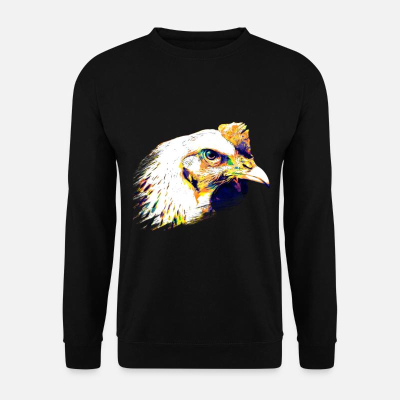 Huhn bunt Kopf Hühnchen - Unisex Pullover - Schwarz