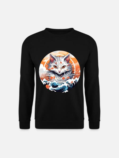 Kater aus dem Meer japanische Katze - Unisex Pullover - Schwarz