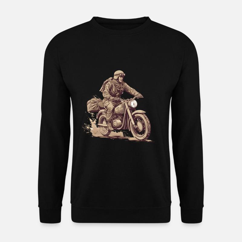 Vintage Motorrad Motorradfahrer - Unisex Pullover - Schwarz