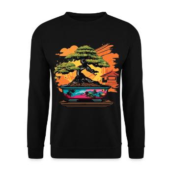 Japanese Bonsai Tree - Unisex Sweatshirt - black - Front - Alina (178cm) & Michal (187cm)