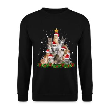 Funny cats Christmas tree - Unisex Sweatshirt - black - Front - Alina (178cm) & Michal (187cm)