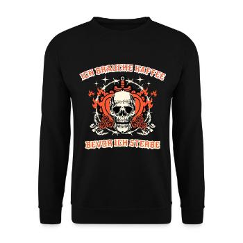 ich brauch kaffee spruch geschenk - Unisex Pullover - Schwarz - Vorne - Alina (178cm) & Michal (187cm)