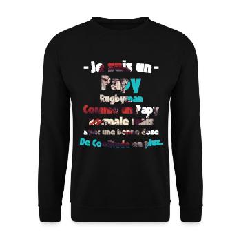 Papy rugbyman avec une bonne dose de coolitude - Sweat-shirt Unisexe - noir - Devant - Alina (178cm) & Michal (187cm)