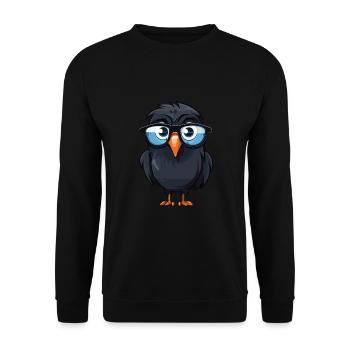 corbeau portant des lunettes dessin animé Kawaii illustration - Sweat-shirt Unisexe - noir - Devant - Alina (178cm) & Michal (187cm)