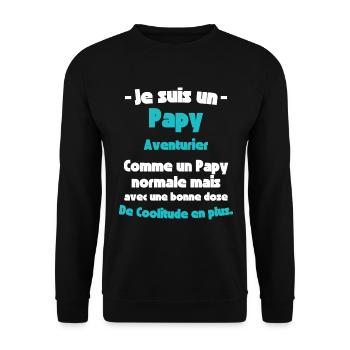 Papy Aventurier, Découvreur de Nouveaux Horizons - Sweat-shirt Unisexe - noir - Devant - Alina (178cm) & Michal (187cm)