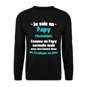 Papy Fléchetttiste, Maître de la Précision - Sweat-shirt Unisexe - noir - Devant - Alina (178cm) & Michal (187cm)