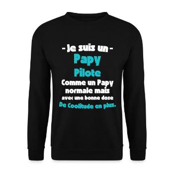 Papy Pilote, À la Conquête des Cieux - Sweat-shirt Unisexe - noir - Devant - Alina (178cm) & Michal (187cm)