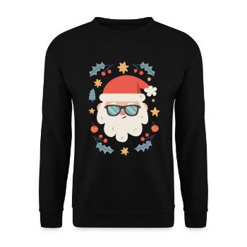 Cooler Weihnachtsmann mit Brille - Unisex Pullover - Schwarz - Vorne - Alina (178cm) & Michal (187cm)