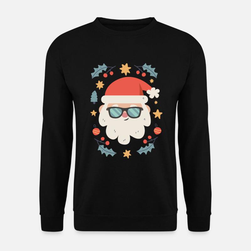 Cooler Weihnachtsmann mit Brille - Unisex Pullover - Schwarz