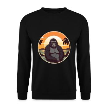 Gorilla Funny Cartoon Kawaii Beach Illustration - Unisex Sweatshirt - black - Front - Alina (178cm) & Michal (187cm)