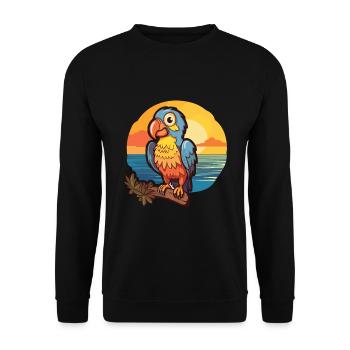 Papagei Lustige Karikatur Kawaii Strand Illustration - Unisex Pullover - Schwarz - Vorne - Alina (178cm) & Michal (187cm)