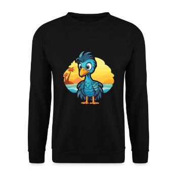 Pfau Lustige Karikatur Kawaii Strand Illustration - Unisex Pullover - Schwarz - Vorne - Alina (178cm) & Michal (187cm)