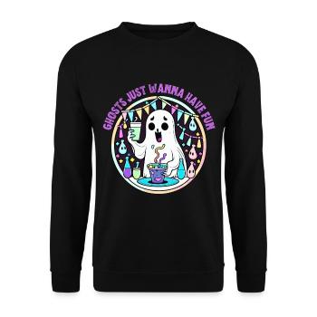 Ghosts just wanna have fun - Unisex Sweatshirt - black - Front - Alina (178cm) & Michal (187cm)