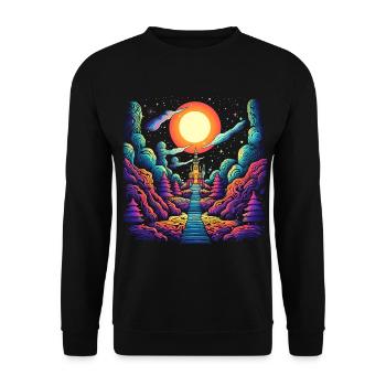 Escalier vers le ciel - Art du château psychédélique - Sweat-shirt Unisexe - noir - Devant - Alina (178cm) & Michal (187cm)