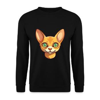 Abessinische Kurzhaarkatze Karikatur Aquarell Kunst - Unisex Pullover - Schwarz - Vorne - Alina (178cm) & Michal (187cm)