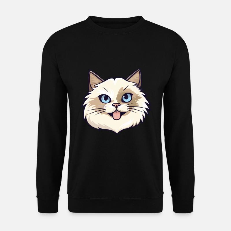 Birma Heilige Katze Karikatur Aquarell Illustration - Unisex Pullover - Schwarz