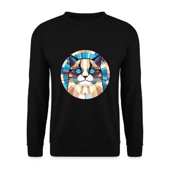 Illustration à l’aquarelle colorée de race de chat de Birmanie - Sweat-shirt Unisexe - noir - Devant - Alina (178cm) & Michal (187cm)