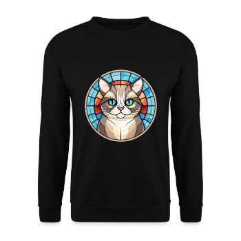 Illustration à l’aquarelle colorée de race de chat de Birmanie - Sweat-shirt Unisexe - noir - Devant - Alina (178cm) & Michal (187cm)