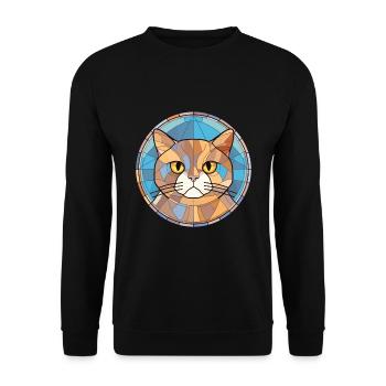 Britische Falte Kurzhaarkatze buntes Aquarell - Unisex Pullover - Schwarz - Vorne - Alina (178cm) & Michal (187cm)