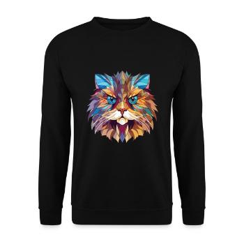 Persische Katze Rasse bunte Aquarell-Illustration - Unisex Pullover - Schwarz - Vorne - Alina (178cm) & Michal (187cm)