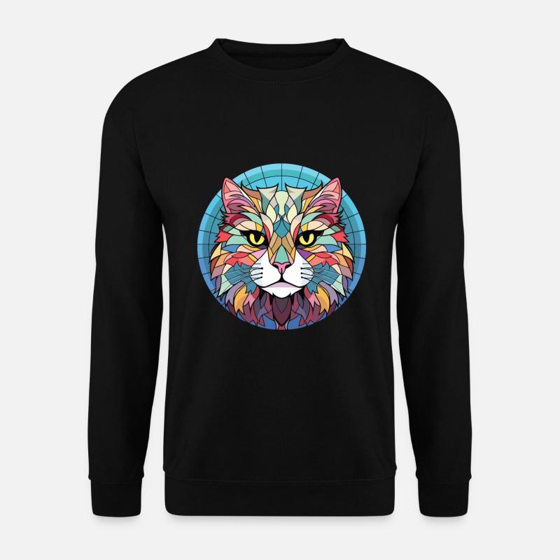 Highlander-Katze bunte Aquarell-Illustration - Unisex Pullover - Schwarz