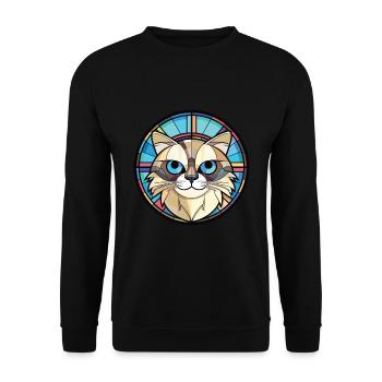 Illustration à l’aquarelle colorée de race de chat de Birmanie - Sweat-shirt Unisexe - noir - Devant - Alina (178cm) & Michal (187cm)