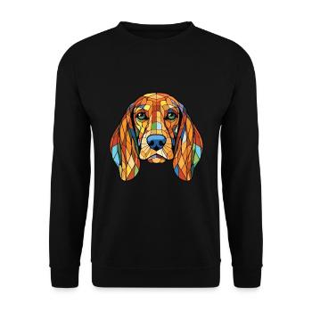 Bosnischer grobhaariger Jagdhund Hunderasse Aquarell - Unisex Pullover - Schwarz - Vorne - Alina (178cm) & Michal (187cm)