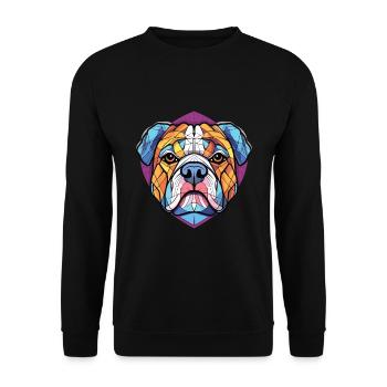 Bulldogge Hund Rasse Bunte Aquarell Illustration - Unisex Pullover - Schwarz - Vorne - Alina (178cm) & Michal (187cm)
